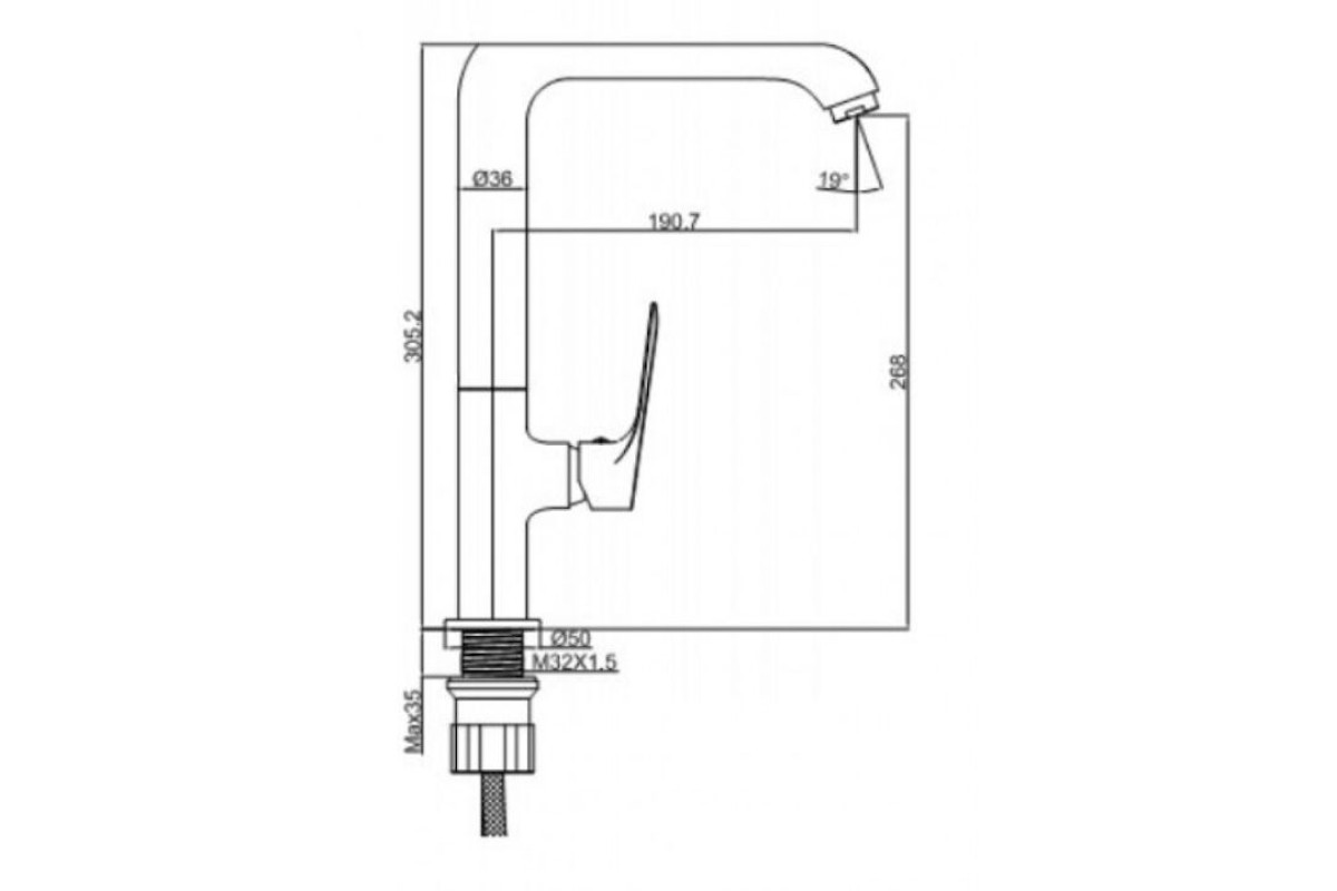 Interflex Stilo Μπαταρία Κουζίνας Πάγκου Chrome